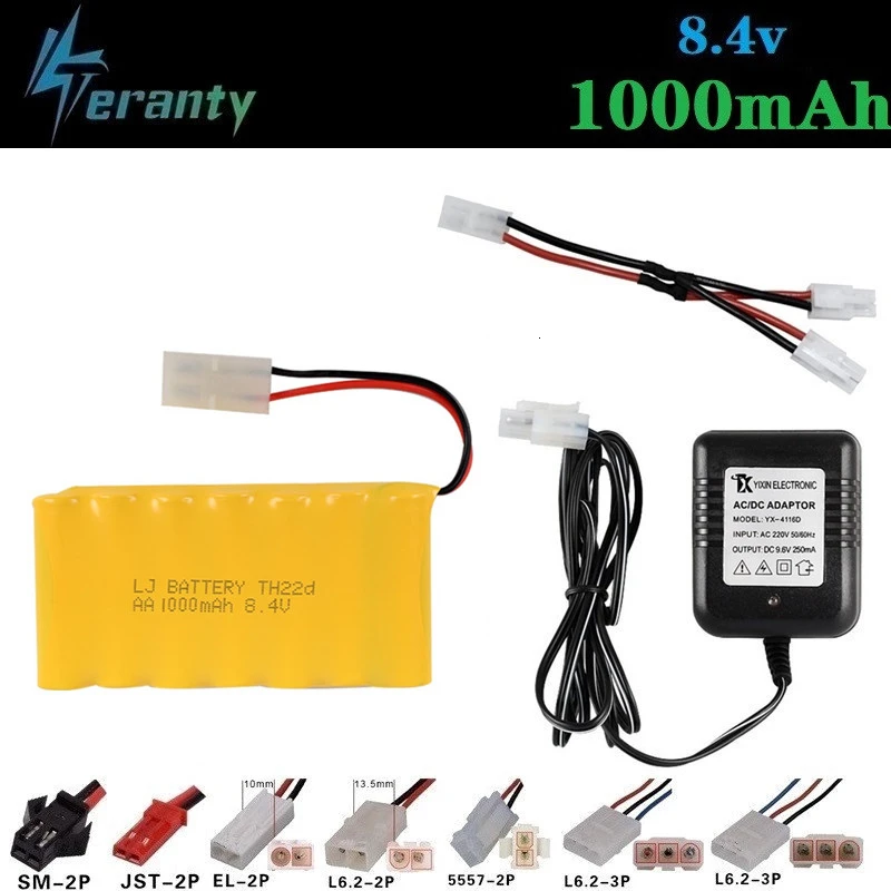 Batería recargable ni-cd de 8,4 v y 1000mah, cargador de 8,4 v para coche de juguete Rc, tanque, tren, Robot, barco, pistola, AA, 8,4 v, modelo M