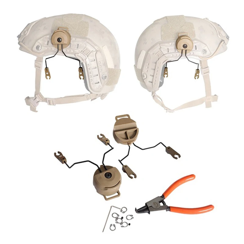 Soporte para auriculares Airsoft, adaptador de riel para casco, accesorios para auriculares Comtac, color negro y arena - imagen 4