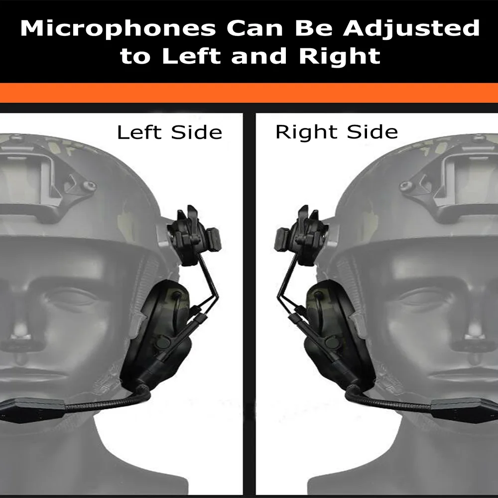 Auriculares tácticos con captación de sonido para casco, orejeras con reducción de ruido para caza y tiro con riel para casco adaptado - imagen 4