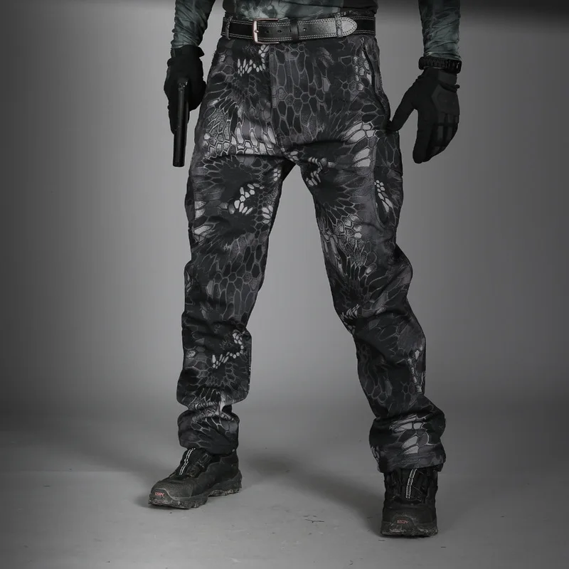 Monos tácticos de tiburón para hombre, pantalones de carga de concha suave, entrenamiento de senderismo al aire libre, Camping, pantalones sueltos oficiales de reglas impermeables - imagen 5