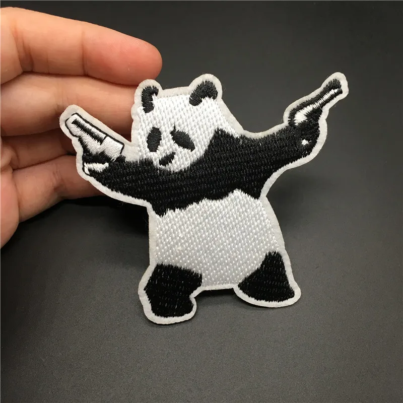 Parche bordado DIY para mochila, Parche de bordado de Panda de 8,7x7,5 cm para planchar, coser a rayas, ropa, pegatina, apliques, insignia, ropa, 1 ud. - imagen 3