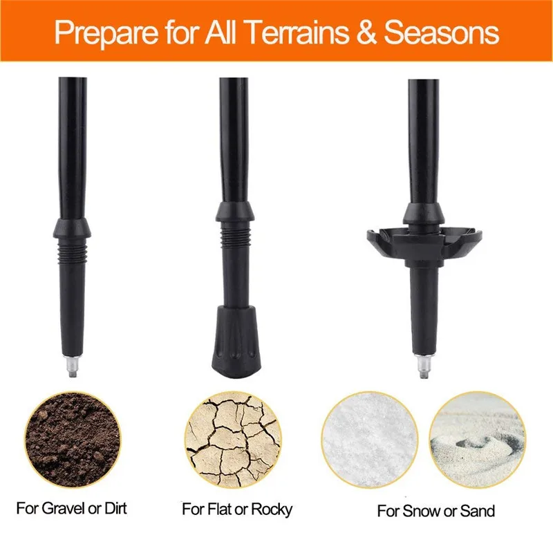 Bastones de senderismo de aleación de aluminio bastón de Trekking ultraligero plegable nórdico muleta telescópica 2 piezas - imagen 5