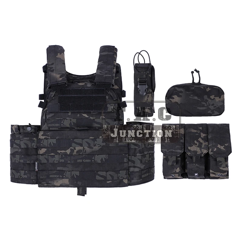 Emerson-portador de placa Modular MOLLE táctico, bolsa de accesorios, chaleco táctico de LBT-6094A con Triple cargador y bolsa de Radio MCBK - imagen 3
