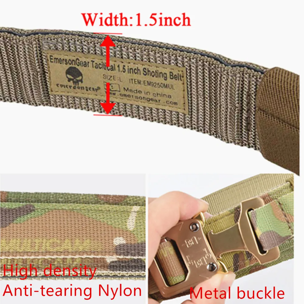 EMERSON-Cinturón de tirador duro de 1,5 pulgadas, multicam, atfg, soporte de cintura de tamaño L, negro, jungla digital, Desierto de oliva - imagen 3