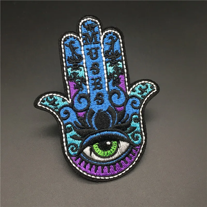 Parche de ojo tamaño: 6,7x8,8 cm, Parche de hierro bordado a rayas para ropa, insignia de decoración DIY, apliques de pegatinas de costura - imagen 2