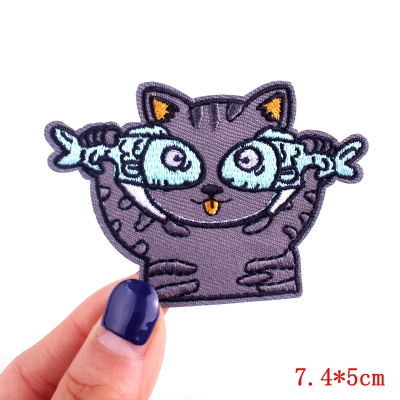 Parches bordados de dibujos animados de gato, dinosaurio, Corgi, pegatinas para ropa, insignias de animales, parches para planchar, ropa para niños DIY - imagen 5