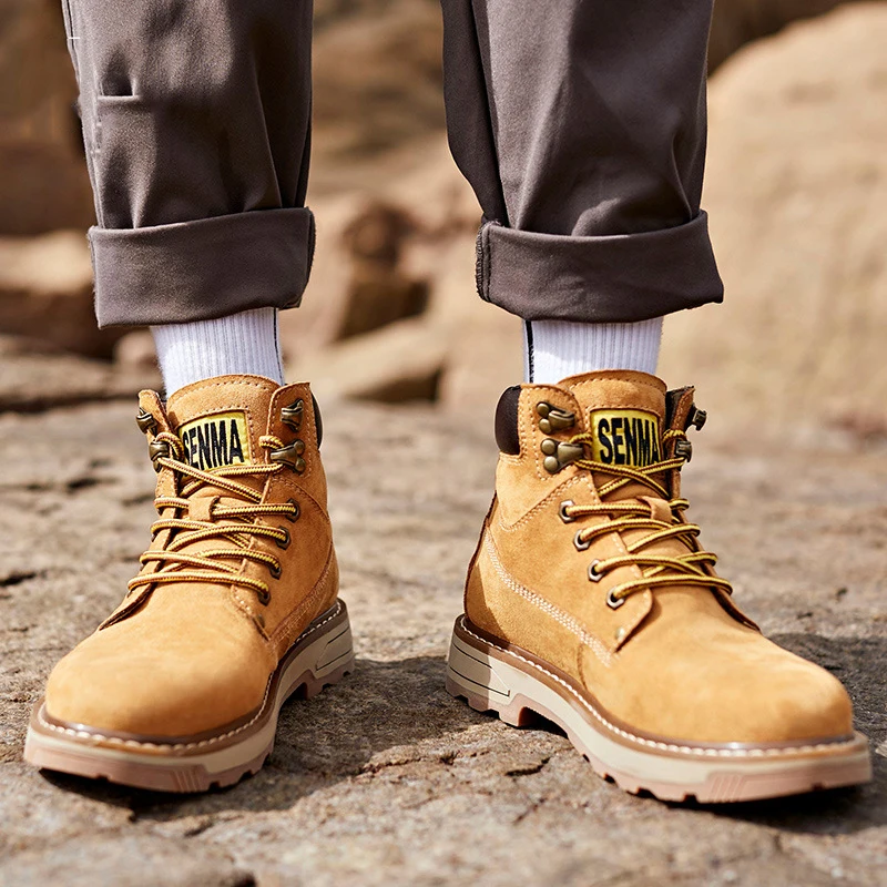 Zapatos de senderismo de cuero para hombre, botas de caza impermeables, botas tácticas, zapatos de herramientas al tobillo, zapatillas de senderismo para caminar, zapatos de nieve para hombre - imagen 3