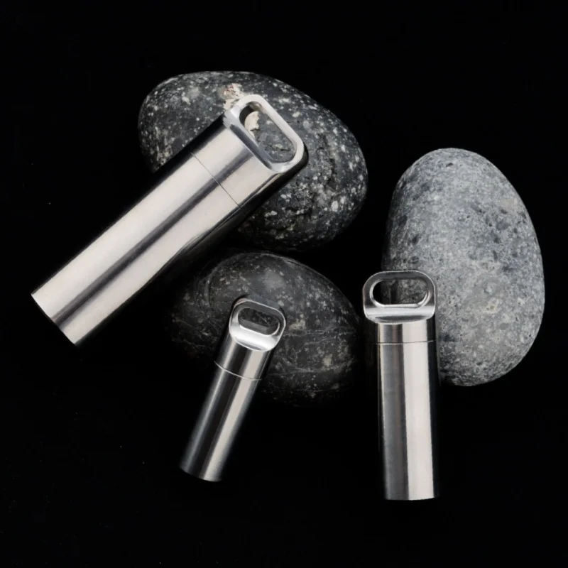 Mini pastillero de titanio puro, estuche de almacenamiento impermeable sellado para viajes, colgantes de Camping, respetuoso con el medio ambiente, para exteriores - imagen 5