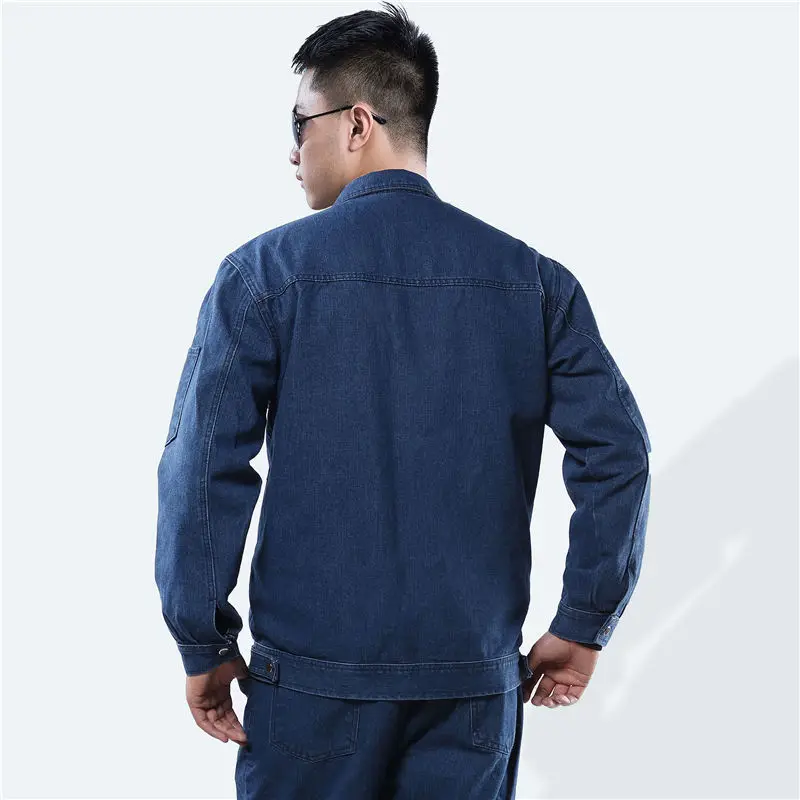 Ropa de soldadura, ropa de trabajo de mezclilla reflectante, uniforme para hombres y mujeres, pantalones vaqueros duraderos y resistentes al desgaste, monos de trabajador - imagen 3