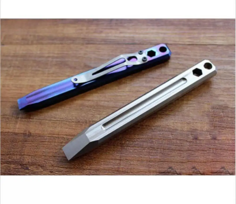 Herramienta de destornillador de barra de palanca de titanio con Clip EDC, herramienta colgante de llavero, novedad - imagen 4