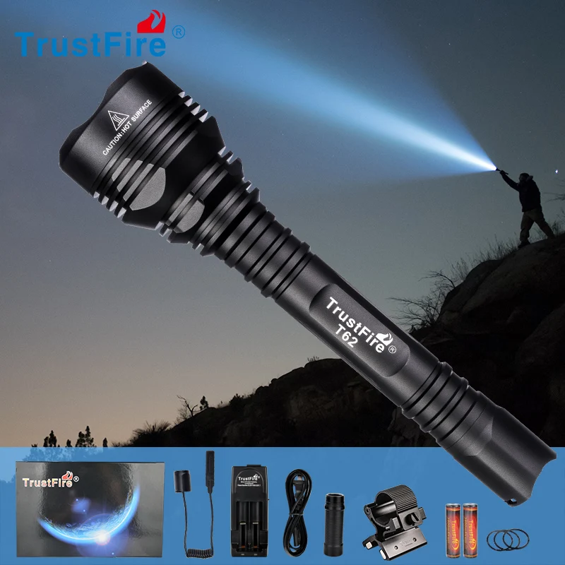 Trustfire-linterna táctica potente T62, luz led XHP70 impermeable IPX8, lámpara Ultra brillante para exteriores, defensa personal, caza
