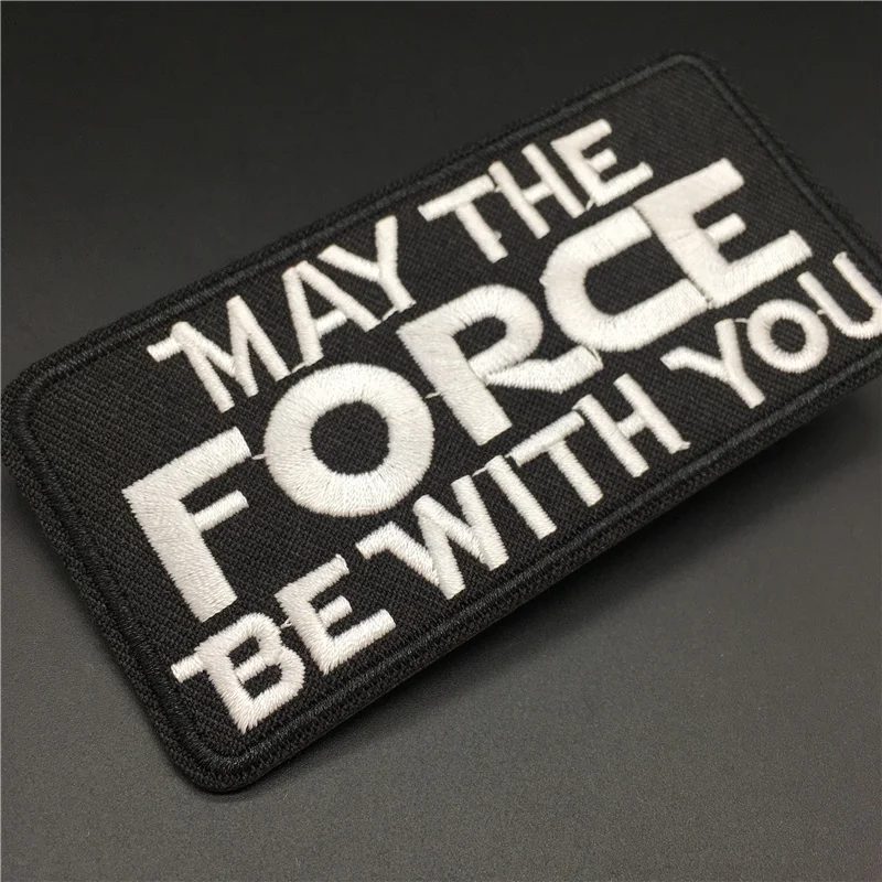 MAY...Size: 10x5cm DIY Text Patch bordado raya para ropa negro blanco planchar en La insignia coser ropa stickerapliques - imagen 4