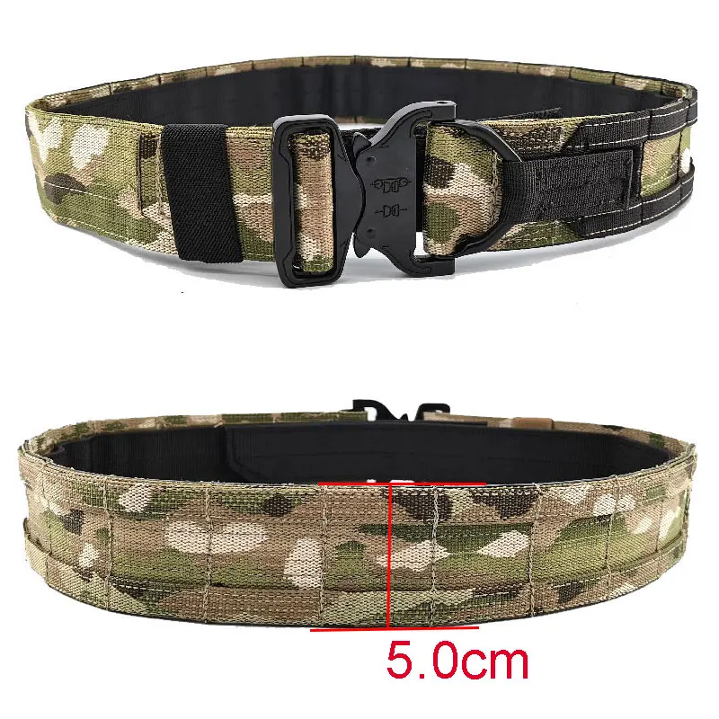 Cinturón táctico Airsoft Multicam Molle, cinturón de batalla de combate, hebilla de liberación rápida, juego de guerra CS de caza, equipo de doble cinturón de 2 pulgadas