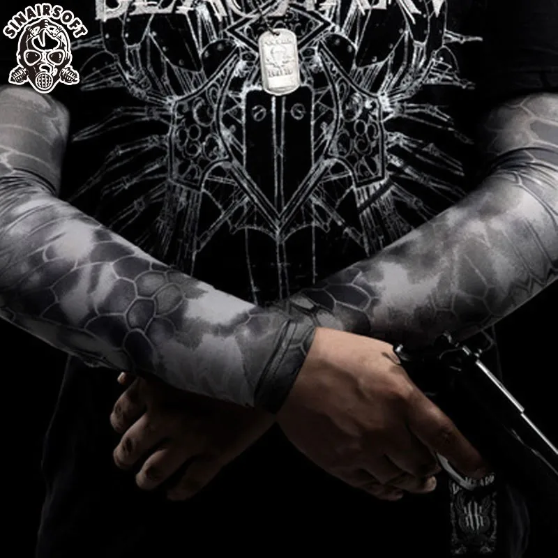 Equipo de supervivencia en el campo, mangas elásticas de camuflaje para brazos, manga para brazo de ciclismo, protector solar, transpirable, caza al aire libre, 11 colores - imagen 2