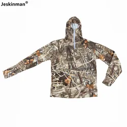 Chaqueta con capucha para pesca, protección solar, transpirable, de secado rápido, Camuflaje biónico, para caza y ciclismo al aire libre