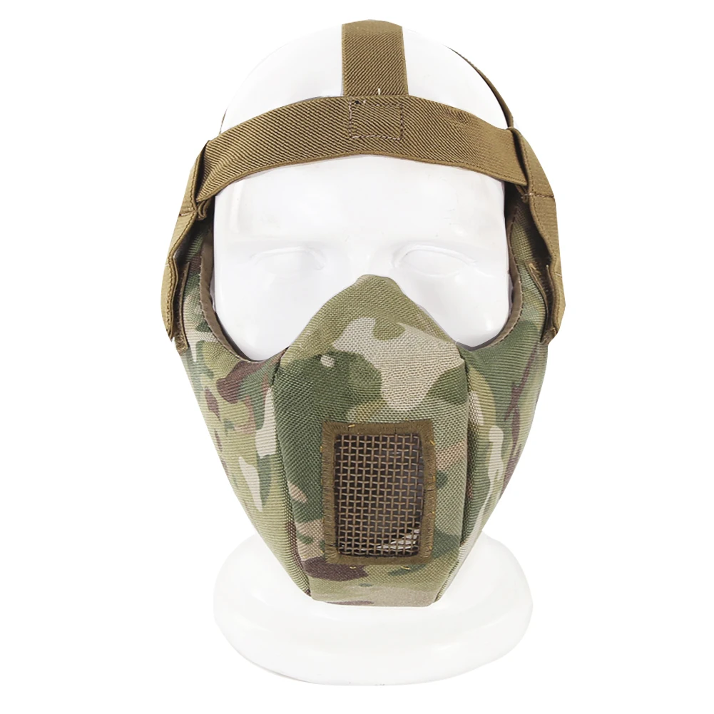 Mascarilla protectora de media cara para Paintball, máscara táctica militar, transpirable, para actividades al aire libre - imagen 4