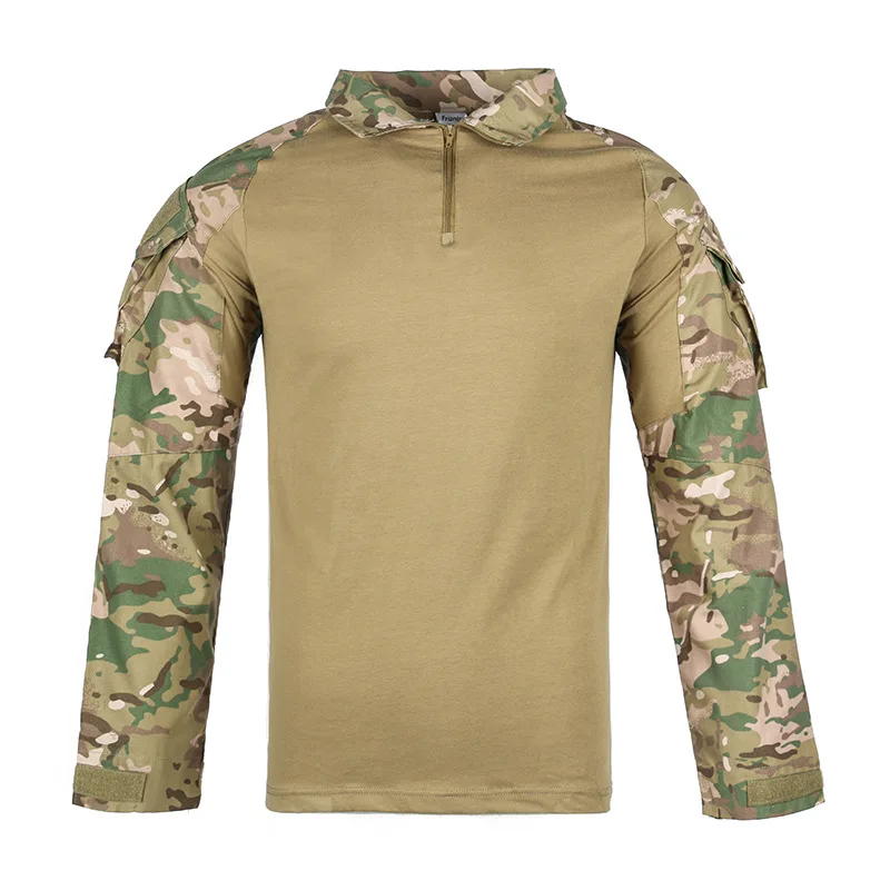 Camiseta táctica del ejército para hombres, camisa de camuflaje de manga larga con cremallera, camisa de combate de rana de asalto, uniforme militar, camisa de graduación para Club, fresca - imagen 4