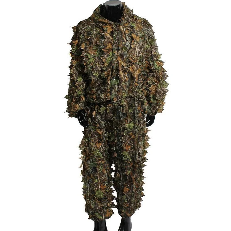 Amariss Woodland Kit de traje biónico Ghillie de camuflaje de hoja 3D para caza en la jungla traje Ghillie de francotirador al aire libre - imagen 5