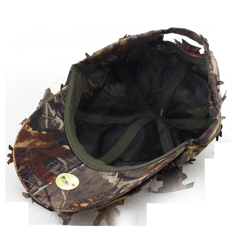 Sombrero de camuflaje biónico 3D, gorra de caza al aire libre, selva, bosque escondido, hojas ciegas, sombrero de francotirador, sombrero de pesca, gorra de camuflaje para observación de aves - imagen 5