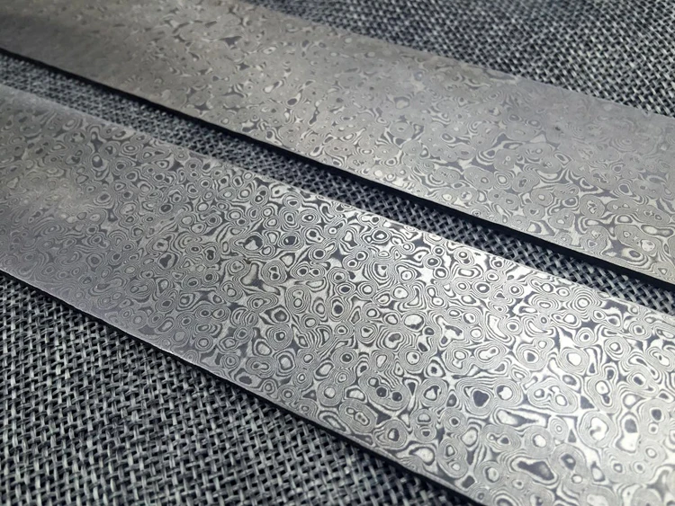 Cuchillo de acero de Damasco con textura en espiral, hoja de acero en blanco, tratamiento térmico, 300x50x3mm - imagen 4