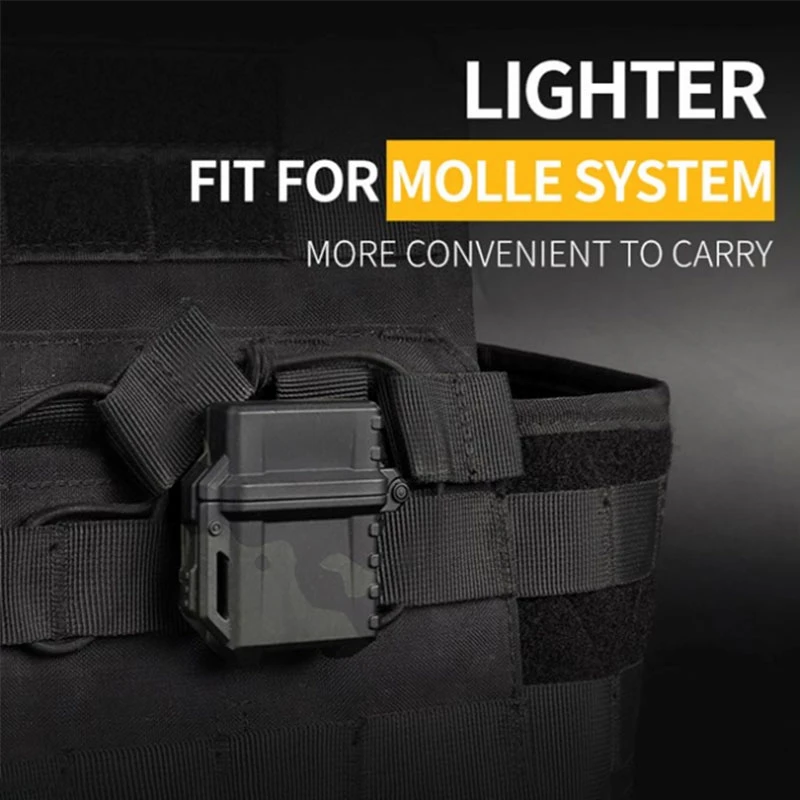 Estuche de inserción de almacenamiento de carcasa de encendedor táctico, caja estándar EDC para camuflaje operado con una mano, herramienta de supervivencia para acampar y caza al aire libre - imagen 5