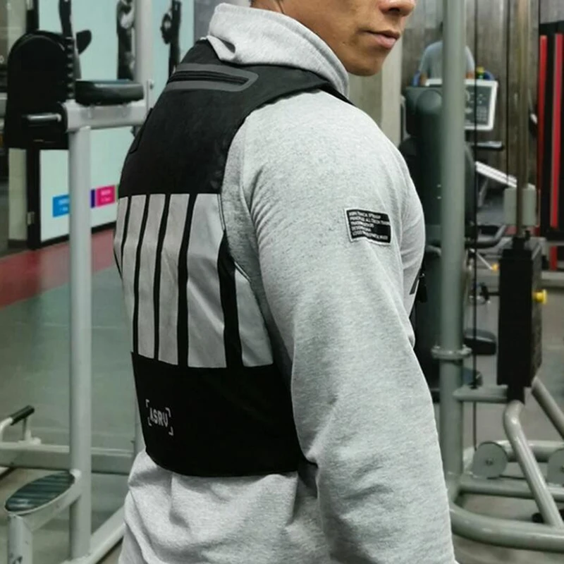 Chaleco reflectante de alta visibilidad para correr, chaleco de Ciclismo de alta visibilidad con bolsillos, chaqueta blanca y negra para juegos de Paintball - imagen 3