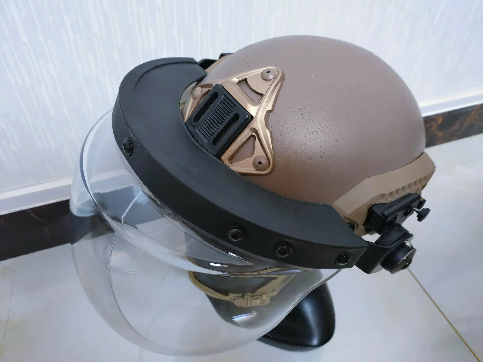 Máscara facial con riel táctico abatible hacia arriba, lente transparente, Riot, casco MICH rápido, 18cm - imagen 2