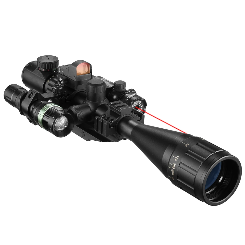 Caza 6-24x50 AOEG telémetro Rifle alcance con holográfica 4 retícula vista punto rojo verde láser Combo Riflescope Ar15 - imagen 3
