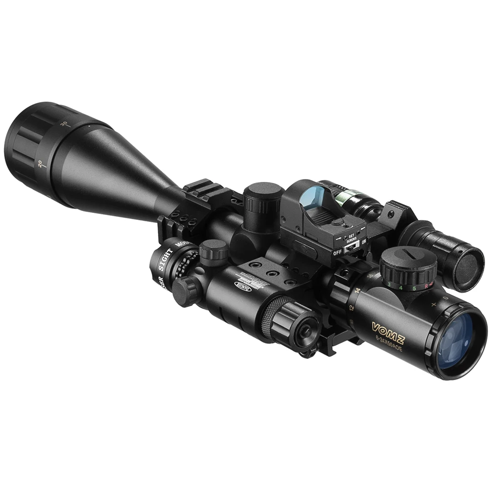 Caza 6-24x50 AOEG telémetro Rifle alcance con holográfica 4 retícula vista punto rojo verde láser Combo Riflescope Ar15 - imagen 2