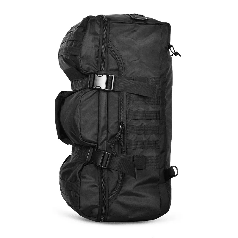 Bolsa de equipaje táctica de 60L para hombre, mochila de viaje para acampar, senderismo al aire libre, Molle, escalada, Trekking, negro, X429A - imagen 5