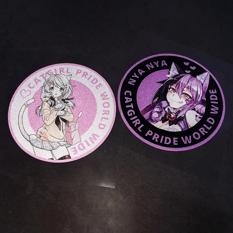 Pegatinas de Anime NYA Catgirl Pride, calcomanías reflectantes bidimensionales impermeables para ordenadores portátiles, maletas, coches, camiones y niñas - imagen 2