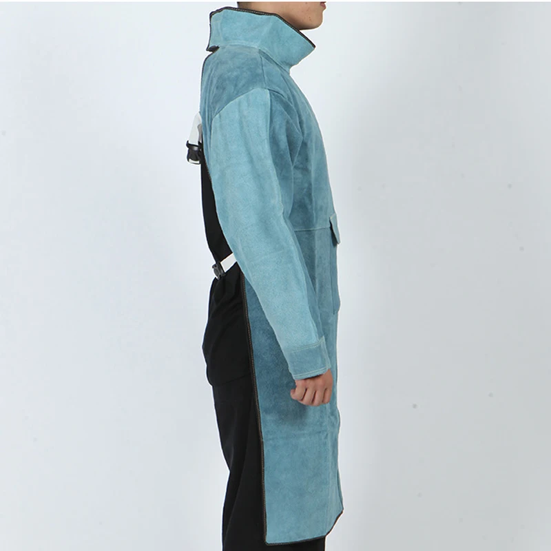 Delantal de manga larga de piel de vaca soldada, aislamiento térmico y reparación mecánica resistente al desgaste, delantal protector de trabajo de refinación de acero - imagen 5