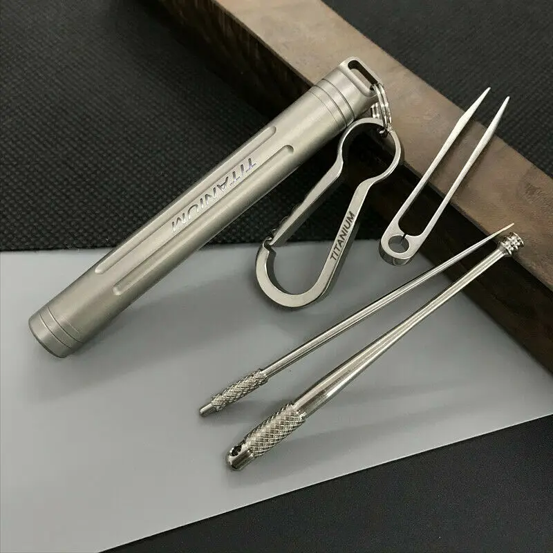 LLavero de botella de medicina impermeable de aleación de titanio, palillo de dientes, juego de pinzas para los oídos - imagen 4