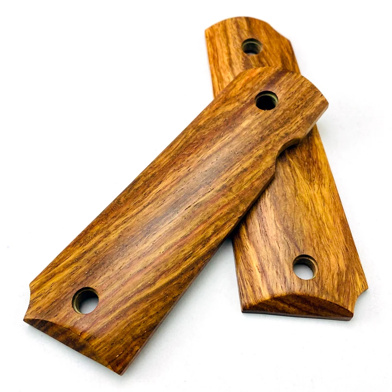 2 piezas 1911 empuñaduras de madera de pera amarilla africana empuñaduras parche empuñaduras personalizadas empuñaduras CNC - imagen 2