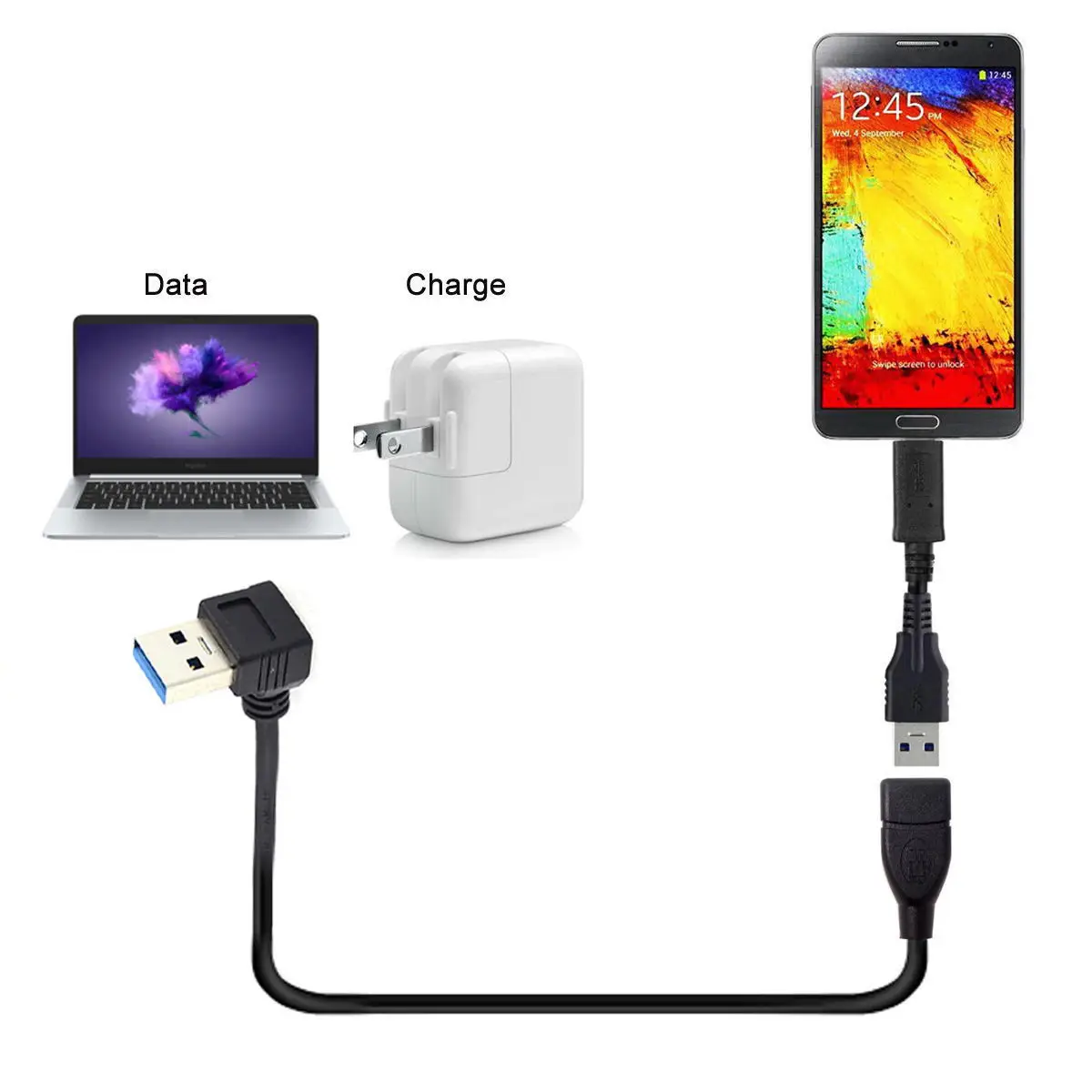 Cable de extensión CY Down USB 3,0 tipo A macho A USB 3,0 tipo A hembra, 20cm, 5Gbps, 90 grados - imagen 4