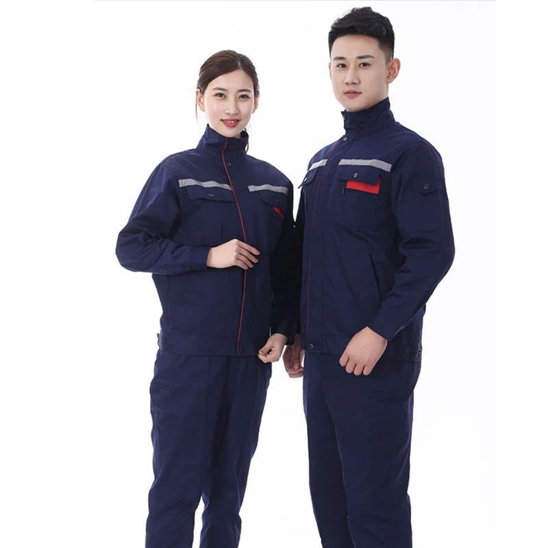 Traje de soldadura reflectante con múltiples bolsillos, ropa de trabajo para hombres y mujeres, uniformes duraderos para taller de reparación de fábrica eléctrica antiescaldado - imagen 5