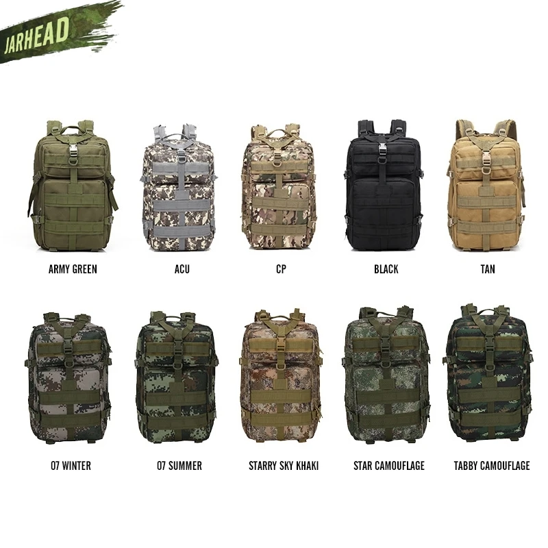 Mochila de ejército de camuflaje, 50L, bolsas tácticas militares de asalto, molle, accesorio de caza, trekking, impermeable - imagen 4
