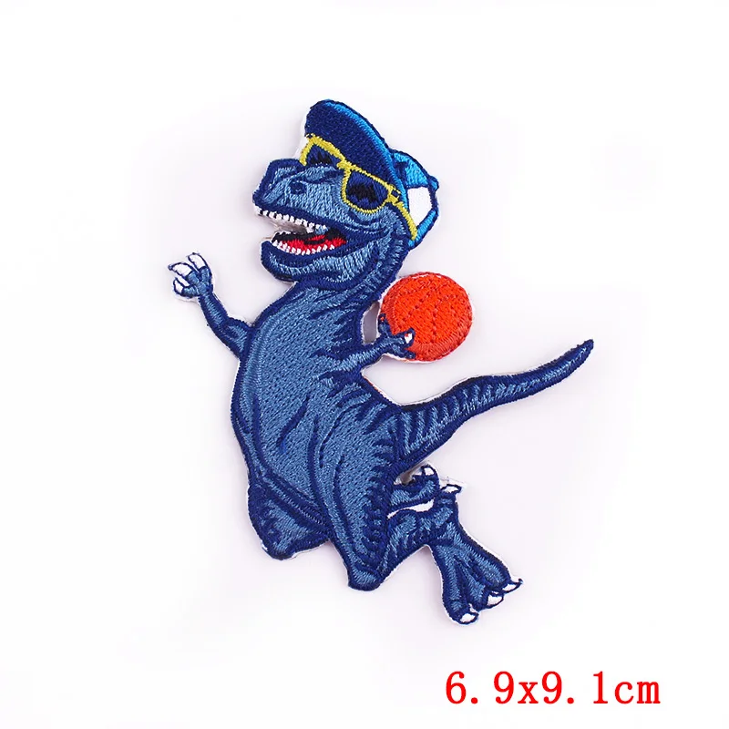 Parche bordado de dinosaurio Punk para ropa, parches bordados para planchar en monopatín, apliques de ropa, pegatinas - imagen 3