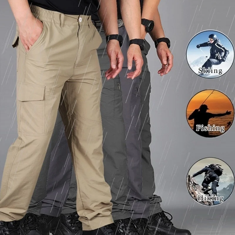 Pantalones Cargo tácticos para hombre, pantalón largo informal, transpirable, de terciopelo, de secado rápido, con múltiples bolsillos, cálido, para otoño e invierno, 2024 - imagen 4