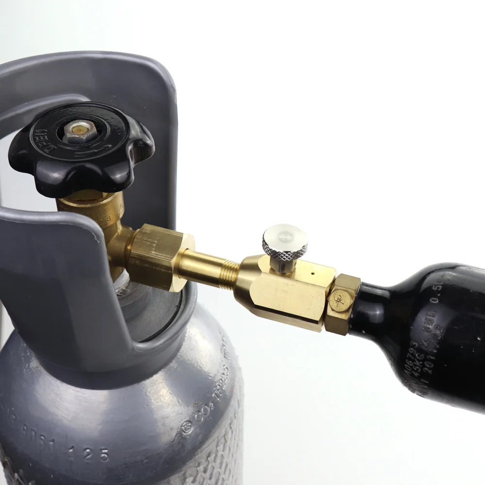 Adaptador de estación de llenado de tanque de CO2 con válvula de purga, compatible con conector W21.8-14(DIN 477) o CGA320, nuevo - imagen 4