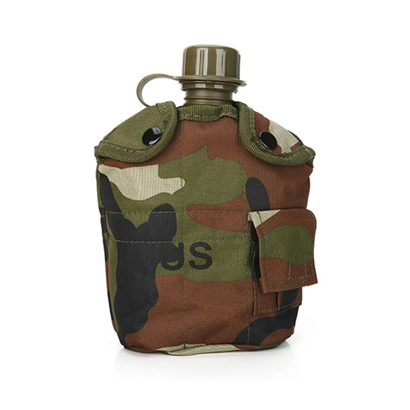 Botella de agua táctica militar para exteriores, hervidor de agua del ejército con bolsa, juego de tazas para acampar, senderismo, mochilero, supervivencia, 1L - imagen 5