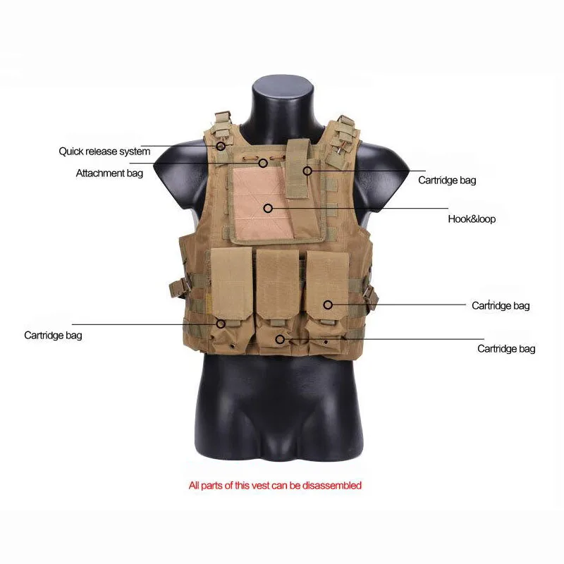 Equipo de protección militar, chaleco de tiro para caza y Paintball, chaleco táctico de camuflaje Multicolor anfibio para exteriores - imagen 5