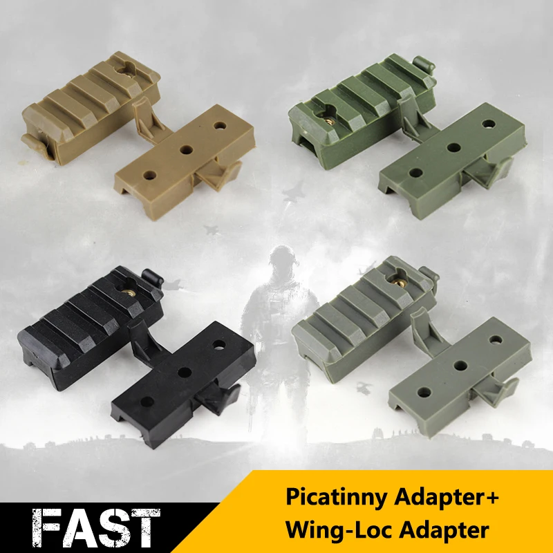 Fast Helmet Side Rail Wing-Loc Picatinny Base de adaptador de montaje de linterna, tiro de caza al aire libre, accesorio de casco de Paintball