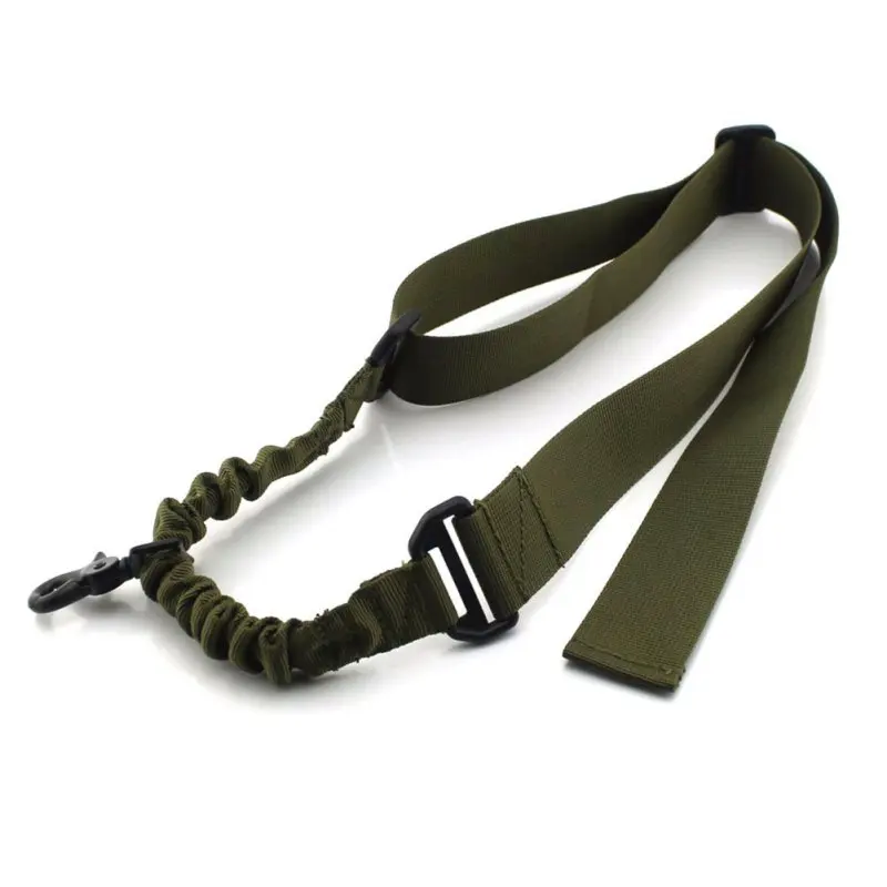 Cabestrillo de nailon ajustable para pistola táctica, cinturones de Rifle Bungee de un solo punto, eslinga de pistola Airsoft, correa de pistola verde y negra del ejército - imagen 5