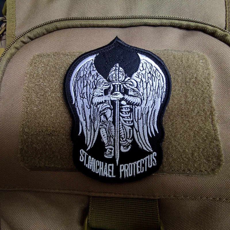 ST.Michael Protectus-Parches bordados para mochila, insignias de tela con alas de Guerrero, apliques de brazalete militar con gancho y bucle para exteriores - imagen 4