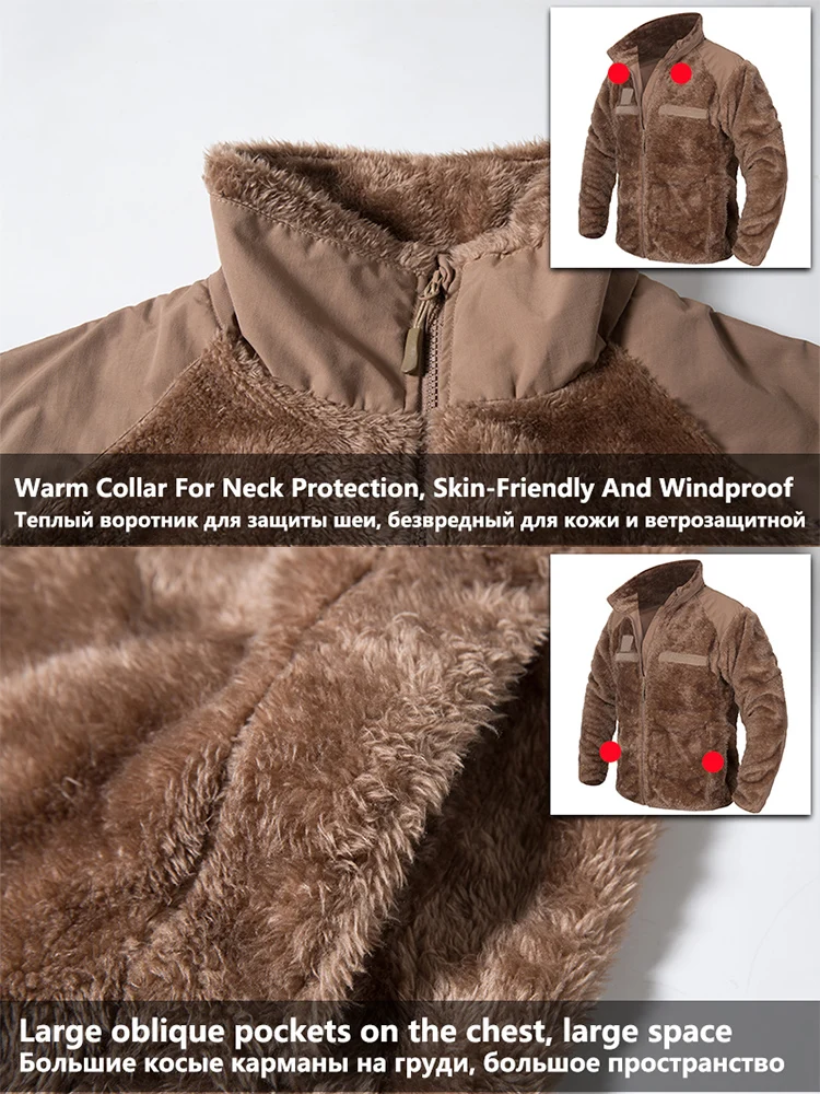 Mege Chaqueta táctica de lana suave y alta térmica de invierno para hombre, abrigo de caza para deportes al aire libre, senderismo - imagen 3