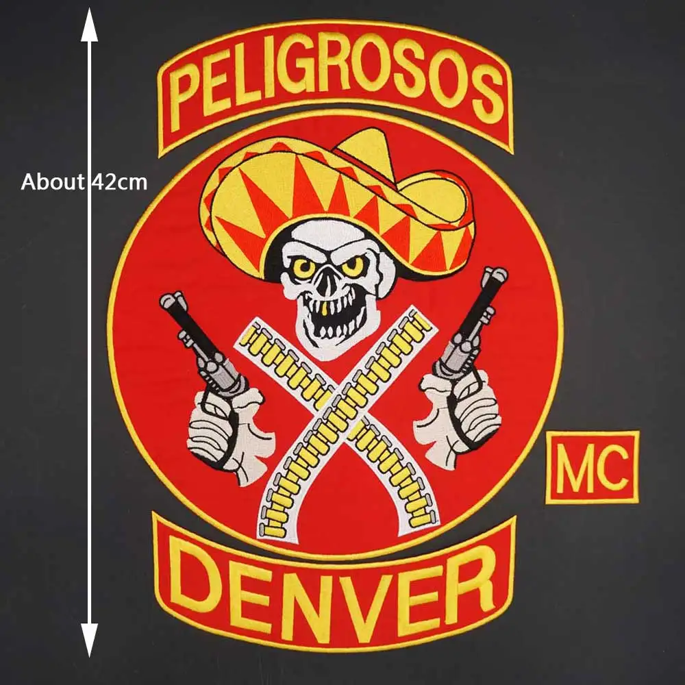 Pelgrosos-Parche grande Denver MC para motocicleta, bordado de locomotora, insignia, tela, chaqueta de cuero, decoración - imagen 2