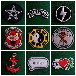 Parches de ropa Punk, Parche de signo, parche para planchar para ropa, insignias de rayas, parches bordados para decoración de ropa, 2 uds./lote