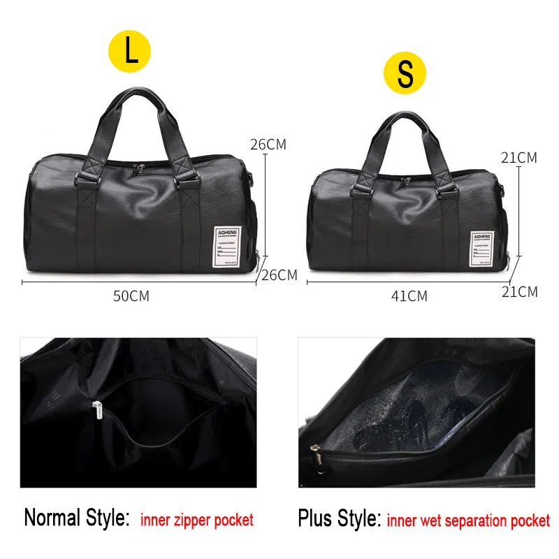 Bolso De gimnasio De cuero PU para hombre y mujer, bolsa deportiva seca y húmeda para entrenamiento, bolso De hombro para viaje, XA18A - imagen 4