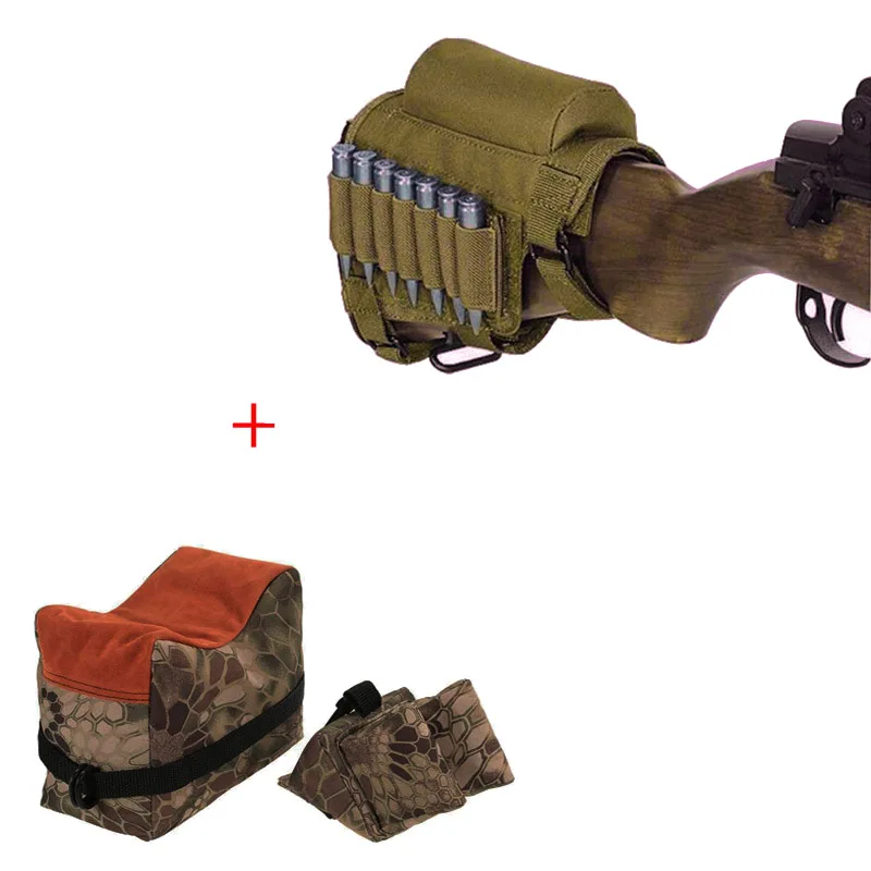 Accesorios de pistola de Rifle de francotirador de caza de tiro del ejército bolsa de soporte frontal y trasero sin relleno + reposapiés táctico con soporte para cargador - imagen 5